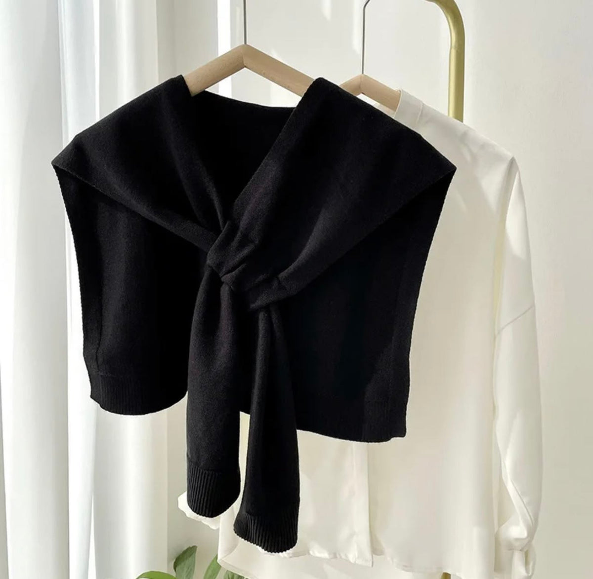 Knitted Shawl Cross Cape