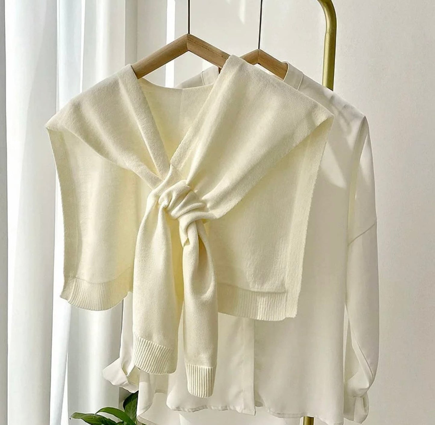 Knitted Shawl Cross Cape