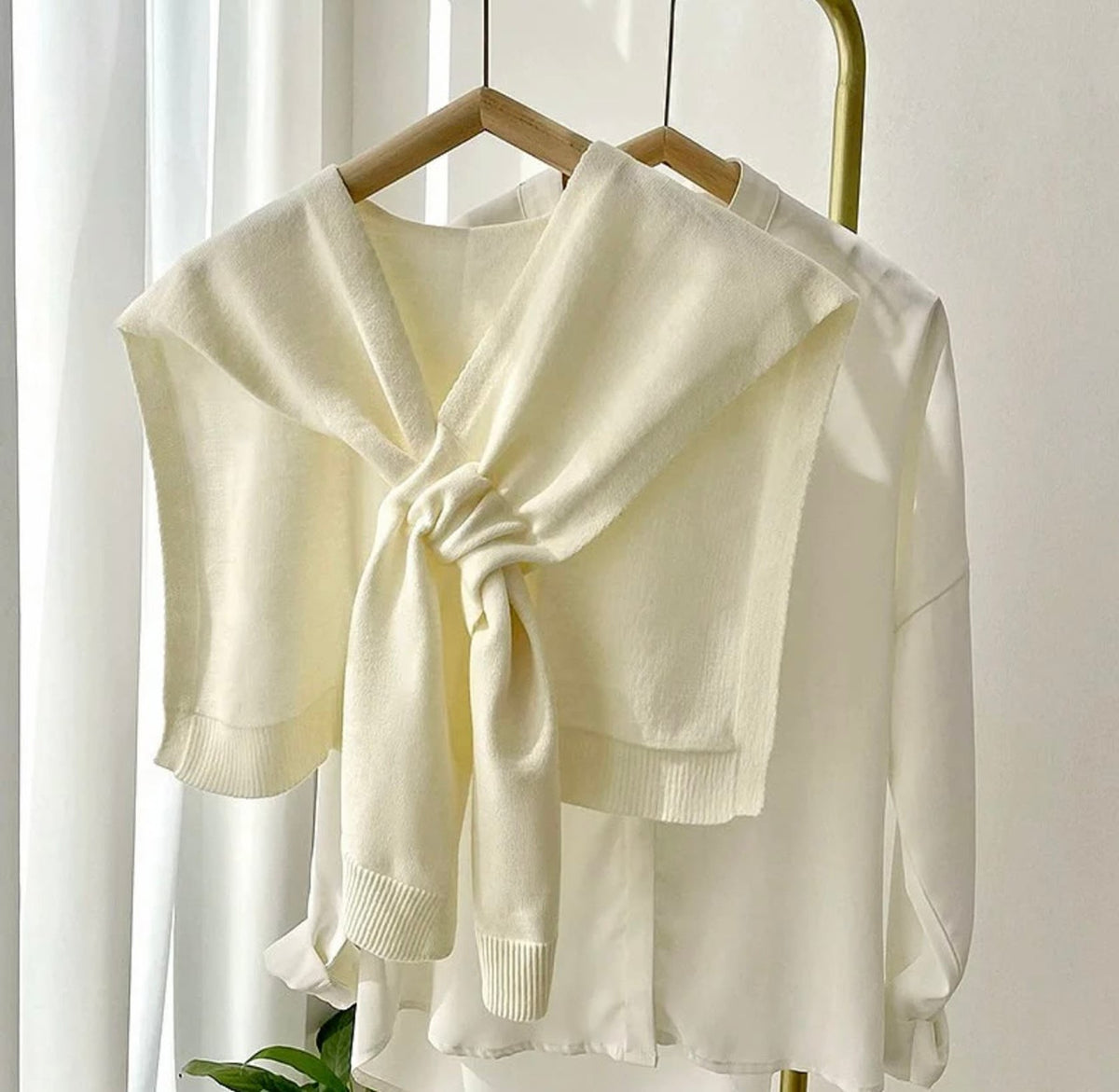 Knitted Shawl Cross Cape