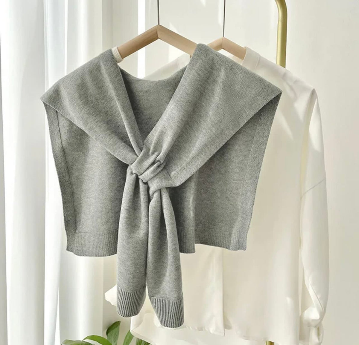Knitted Shawl Cross Cape