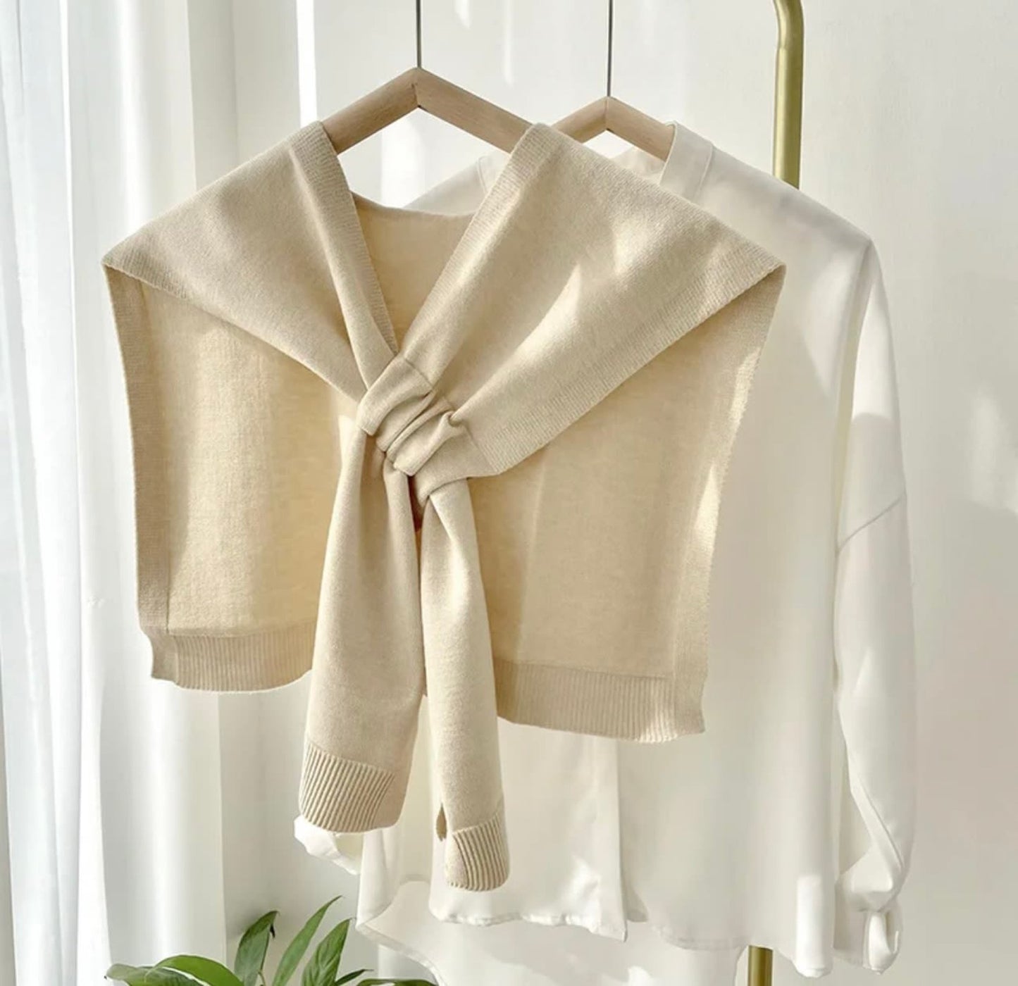 Knitted Shawl Cross Cape