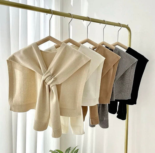 Knitted Shawl Cross Cape